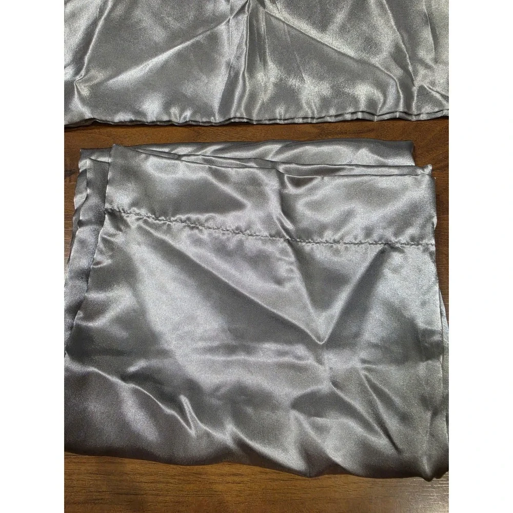 Satin Pillowcase Set 2pc Standard Silver Grey New Silky Smooth Bedding